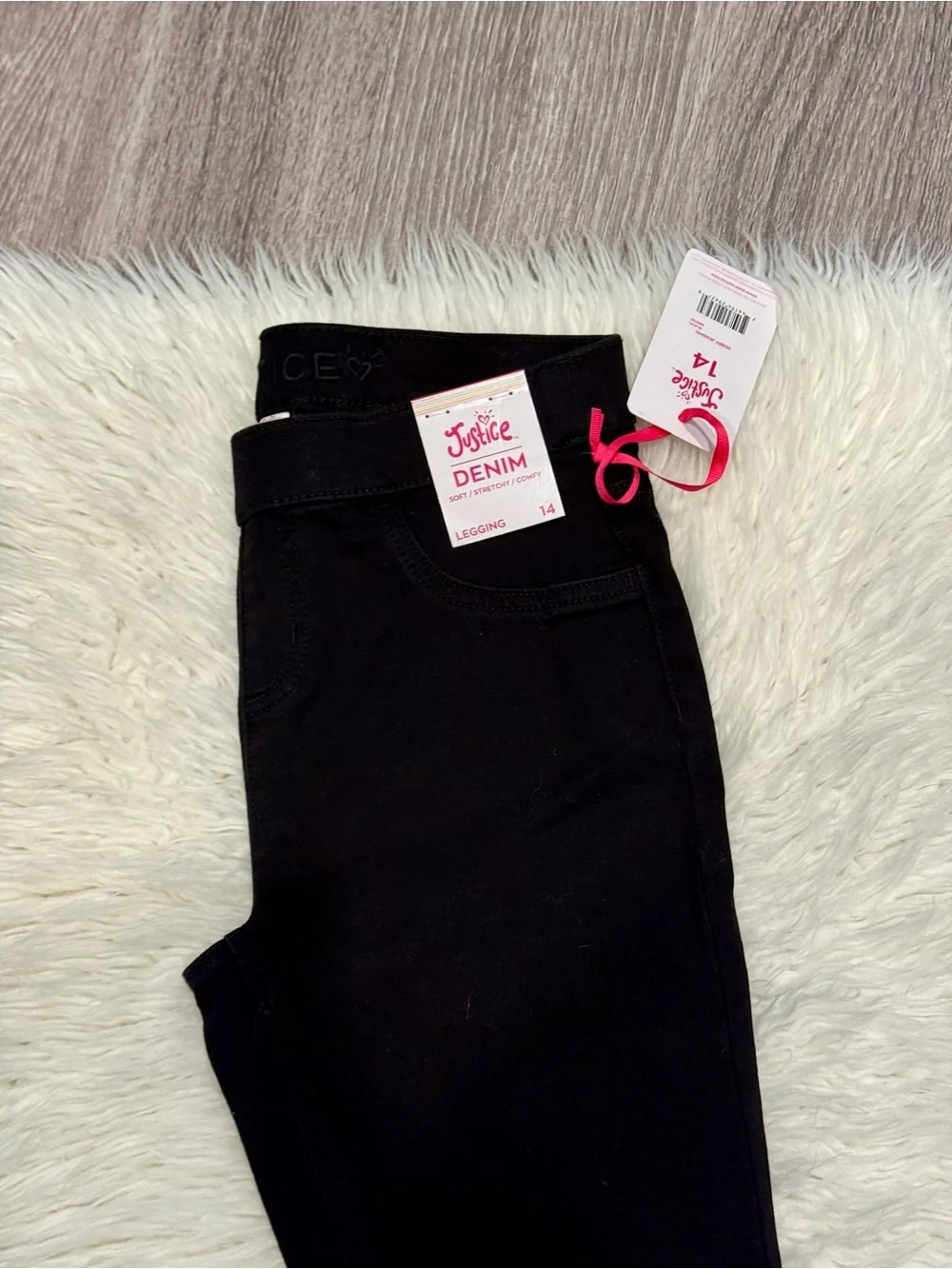 Justice Denim Leggings in black NWT girls' size 14.